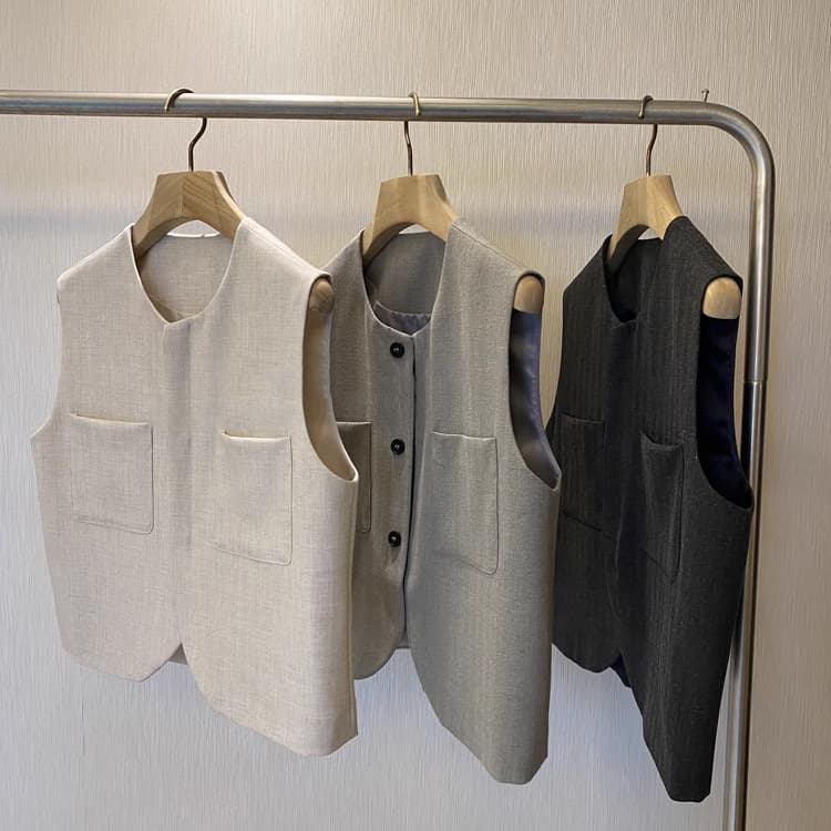 Loose Round Neck Sleeveless Suit Vest For Women