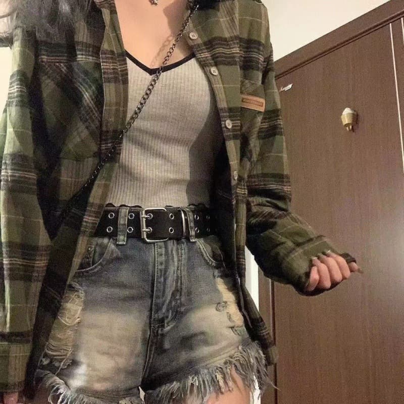 Fashionable Blue Plaid Shirt For Women
